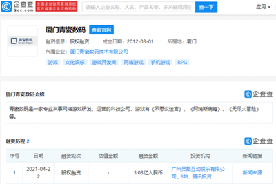 多家科技巨頭投資網(wǎng)絡(luò)游戲研發(fā)商——廈門青瓷數(shù)碼，推動(dòng)軟件開(kāi)發(fā)創(chuàng)新